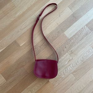 Red Italian leather crossbody purse